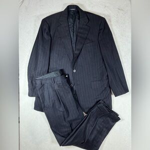 Brooks Brothers Holden Fleece 44R Hand Tailored Lux Charcoal Chalk Stripe Suit